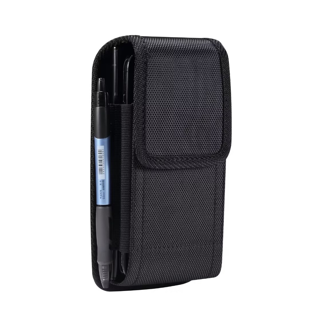 一般6.5 6.7 6.8 6.9インチiPhone 14 Plus 13 12 11 Pro Max Samsung S23 Plus S22 Ultra Oxford Cloth Hip Clip Clip Holster Black Two Phone Pouch Bag