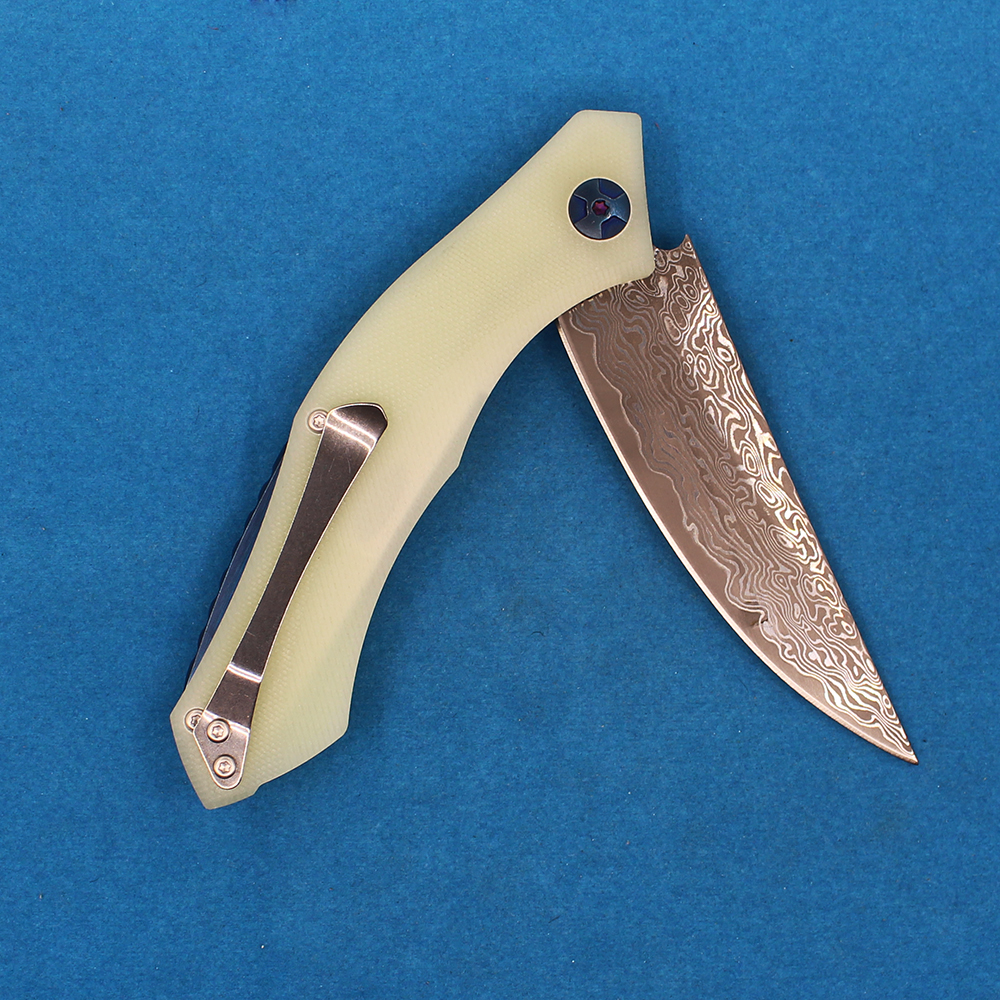 Hot R2308 Flipper Couteau Pliant VG10 Damas Lame En Acier Jade G10 Poignée Roulement À Billes Rapide Ouvert EDC Poche Dossier Couteaux