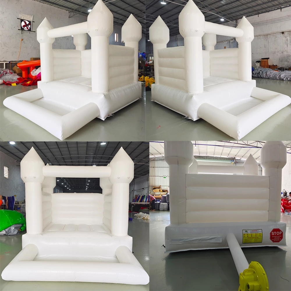 Mini castillo de puente para niños pequeños, casa de rebote inflable blanca pequeña, castillo hinchable, tobogán de bolas para niños