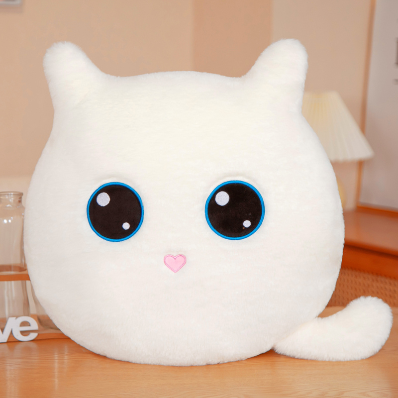 40x45cm Kawaii Round Cat Plush Toys محشوة حيوان أبيض أسود Cat Doll Soft Pluche الوسادة