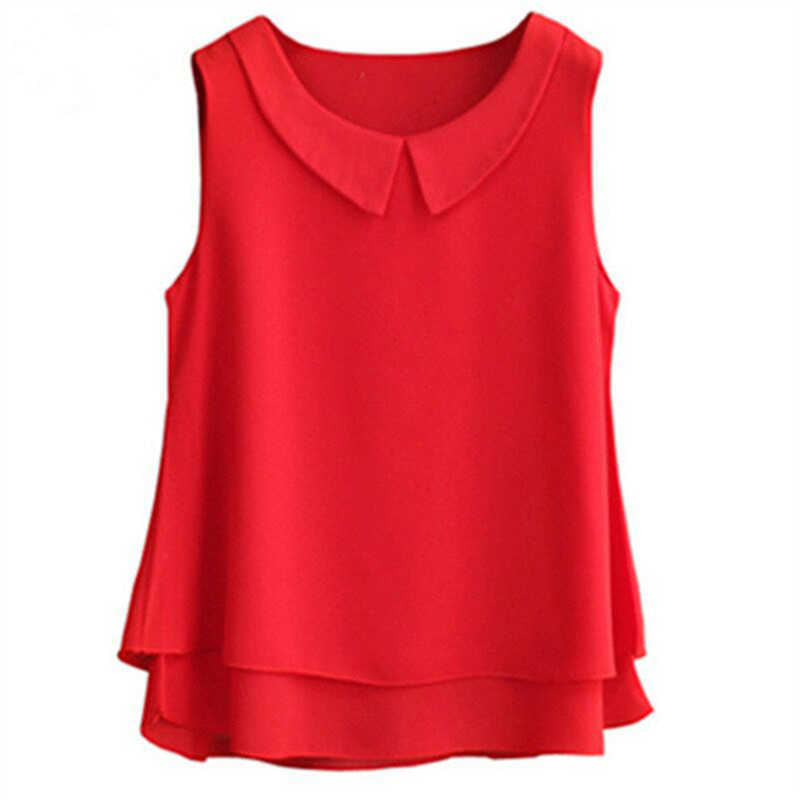 Camiseta para mujer, novedad de verano 2020, camisa de talla grande sin mangas a la moda, blusa de gasa de Color sólido, Top informal holgado e inodoro de alta calidad Y2302