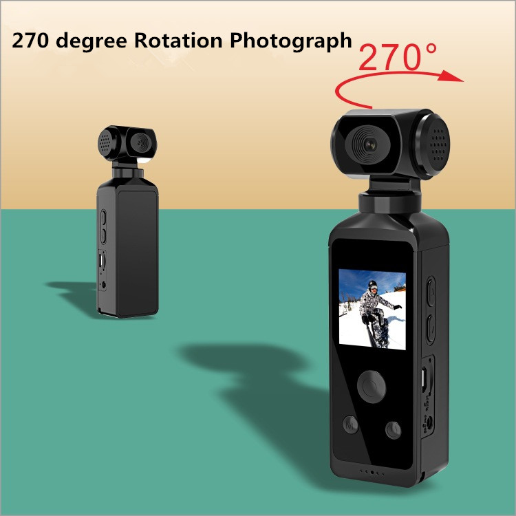 4K-Sport-Taschenkamera, Videokamera, Mikrofon, Line-in-Schnittstelle, um 270 Grad drehbares Objektiv des Camcorders, klein und tragbar