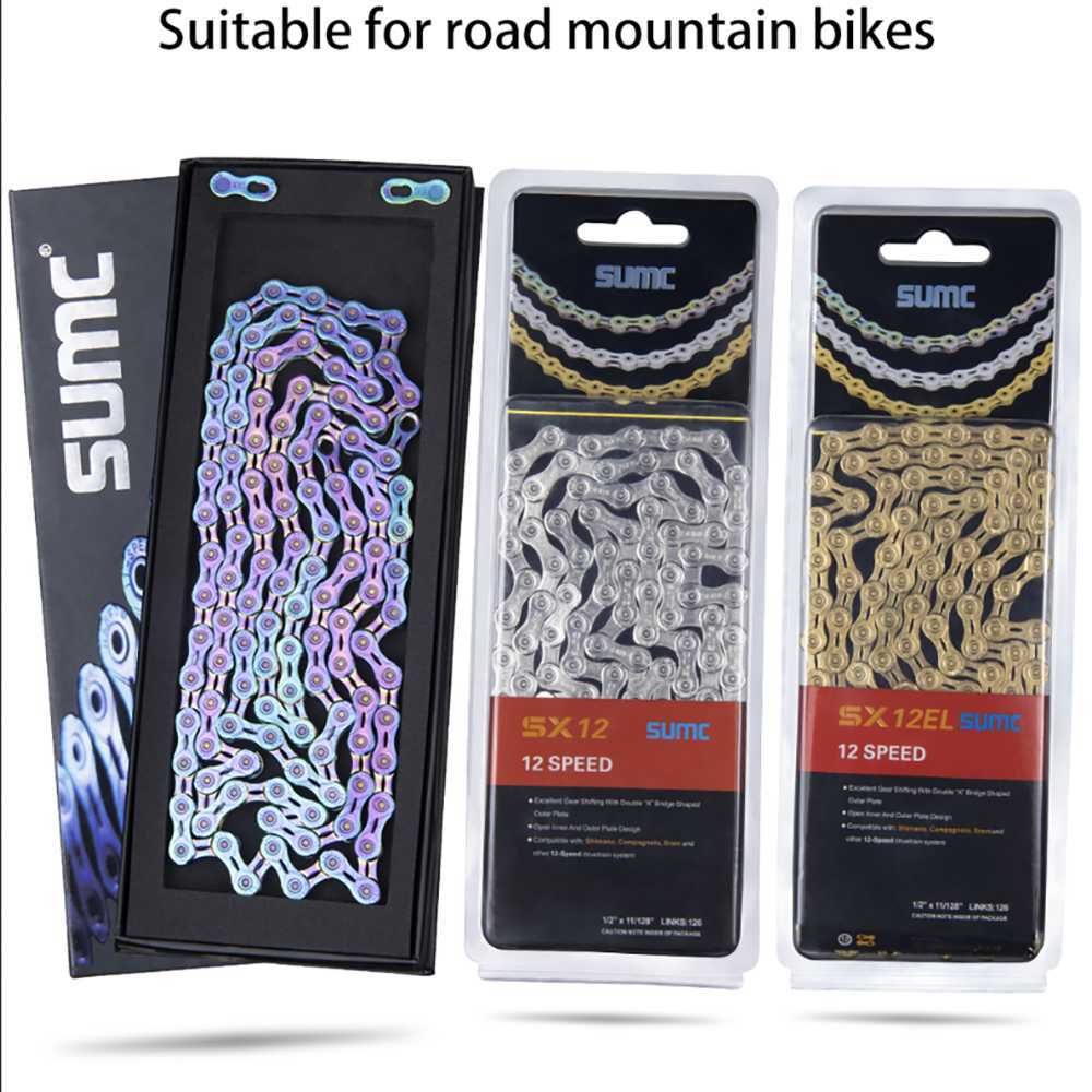 Chains SUMC Bike Chain Corrente 8V 9V 10V 11V 13V Cadena 12 Velocidades Mtb Half Hollow 116 126 Links Road Bicycle Ultralight 0210