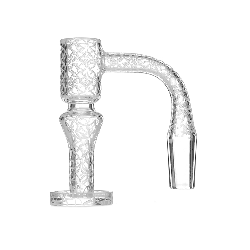 Beveled Edge Terp Slurper Banger Set Smoking Accessories with a Carb Cap & a Terp Spiral Pillar and Sand Blast Patterns 10mm 14mm 19mm Clear Joint for Bongs Water Pipe