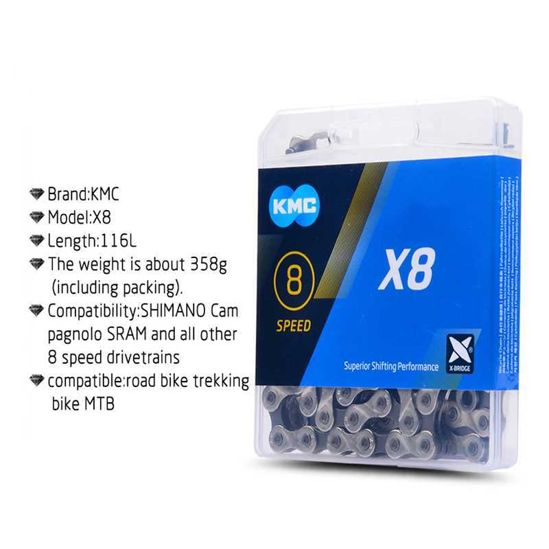 Bike KMC Chain Z8 X8 MTB Bicycle Chains 6/7/8Speed Mountain/Road Crankset for Shimano Bikes 8Velocity Accessories 0210