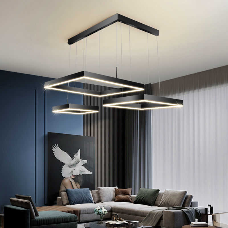 Lichter aus gebürstetem Edelstahl, luxuriöser quadratischer Deckencharakter-Kronleuchter im nordischen Stil, High-End für Esszimmer- und Schlafzimmerbeleuchtung 0209