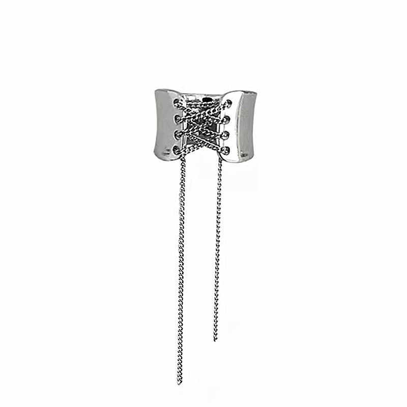 Pierścień Solitaire Bilandi Nowoczesna biżuteria geometryczne kolczyki 2022 Nowy trend łańcuch osobowości Tassel Metal for Girl Lady Prezenty Y2302