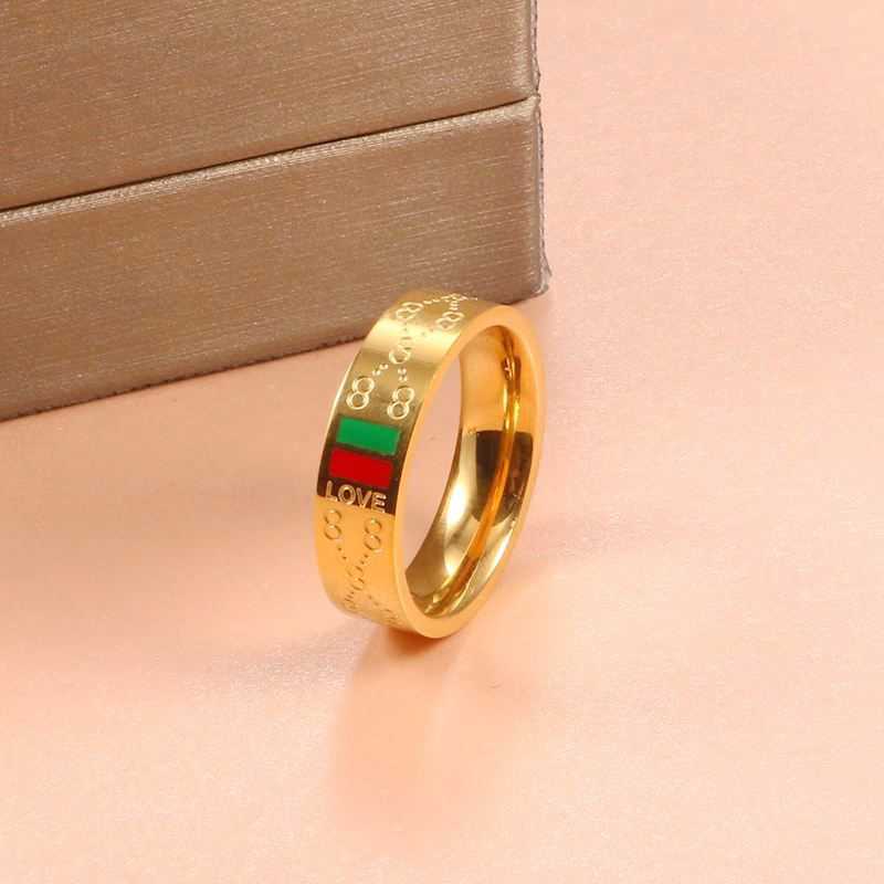 Solitaire Ring Woman Stainess Steel S Man Wedding Party Classic Gold Plating Charmant 8 Patroon vinger Luxury merk Sieraden Y2302