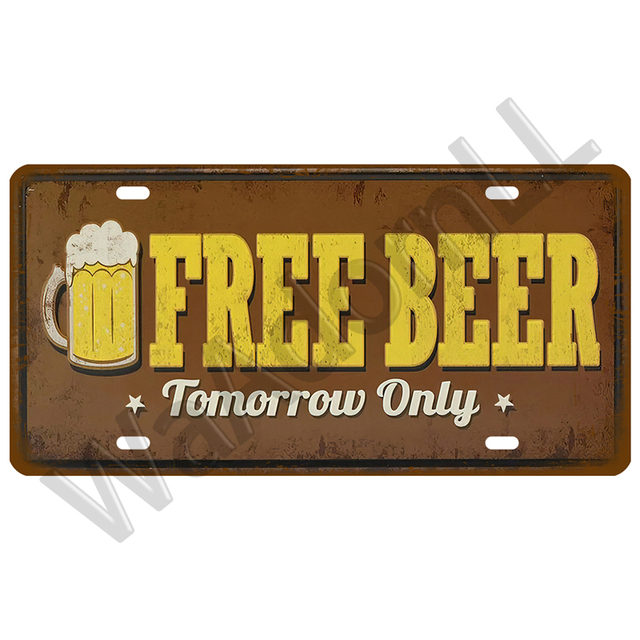 Welkom bier metalen tinnen bierzone koude bier voordeur bar pub café muur decor retro tin bord ambachten decor auto bord licentie plaques wijn schilderij maat 30x15 cm w01