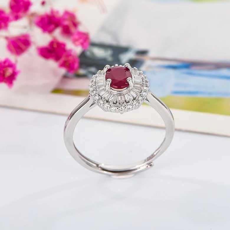 Bague Solitaire classique rubis fiançailles 5mm * 7mm naturel solide 925 bijoux en argent cadeau d'anniversaire pour femme Y2302