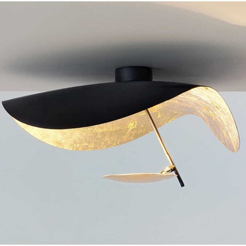 Postmodern Creative Lotus Leaf Lamp Designer Led Black Iron Ceiling Lights for Living Bedroom Dining Room Hanglamps 0209