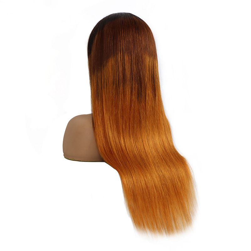 Capelli umani brasiliani Parrucca anteriore in pizzo 13X4 1B / 4/e ombre Parrucche seriche diritte peruviane indiane Colore a tre toni 150% 180% 210% Densità