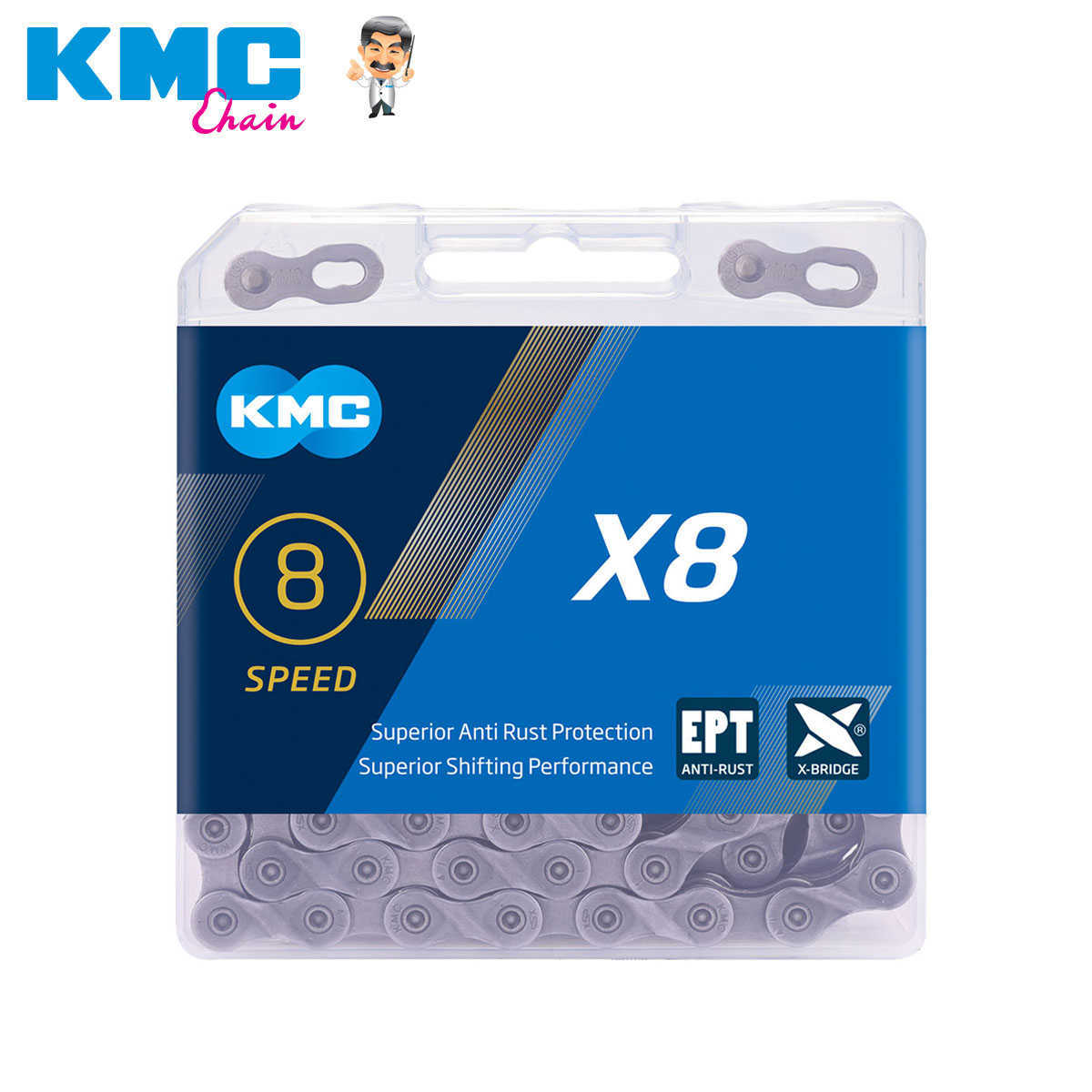 Ketens KMC 8 Speed ​​Chain Bicycle Chain MTB -ketens fietsaccessoires voor Shimano // Avid 0210