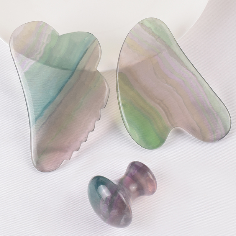 Stone naturelle Fluorite Gua Sha Jade Stracing Massage Tools Beauty Skin Care Guasha Spapping Board Face Lift Body Body Spa Massage Tool