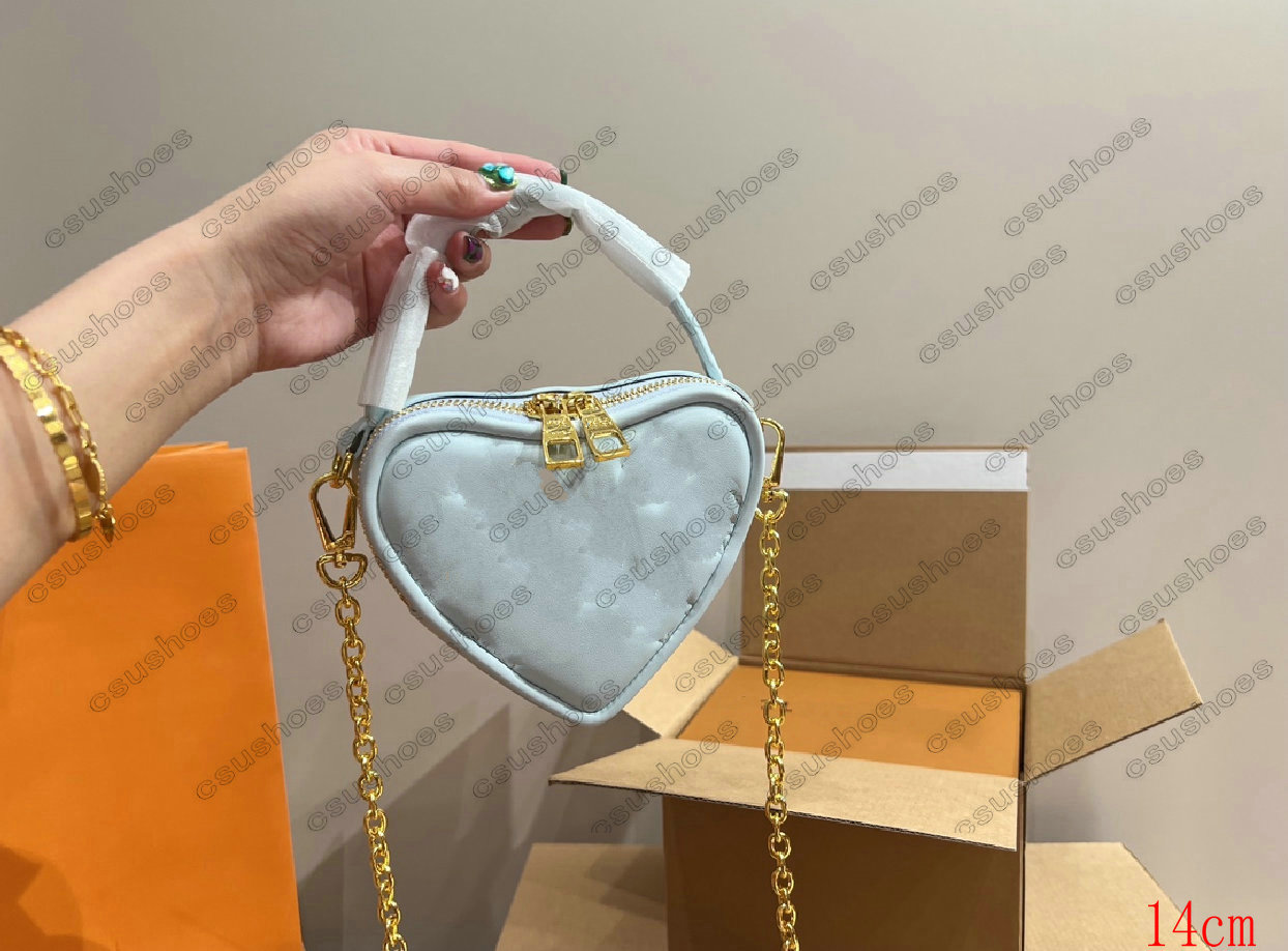 M81893 M82041 POP MY HEART-väska Bubblegram för alla hjärtans dag Love Heart-väska Damdesigners Lyxiga Minikedjor Cross Body Brodery Handväska