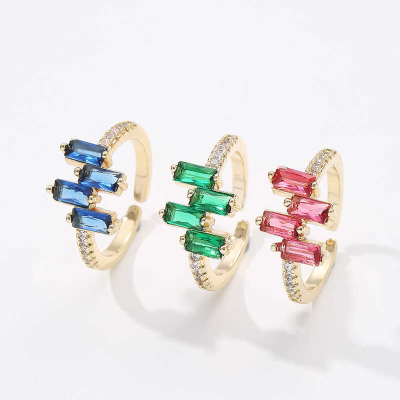Солитарное кольцо мода радуга красочная геометрическая хрустальная тазоб