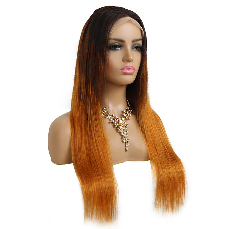 Cabelo humano brasileiro 13x4 Peruca frontal de renda 1b/4/30 Cor da cor de seda