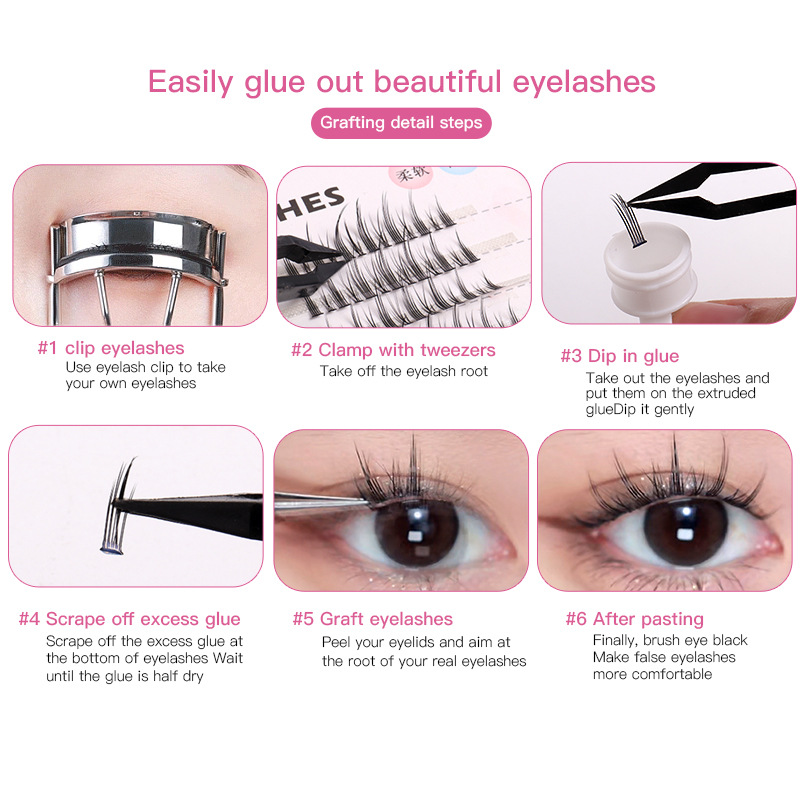 Mix stijlen Individuele Lash Extension Single Cluster Fishtail Sandwich Wispy Natural Segmented Lashes Make -up