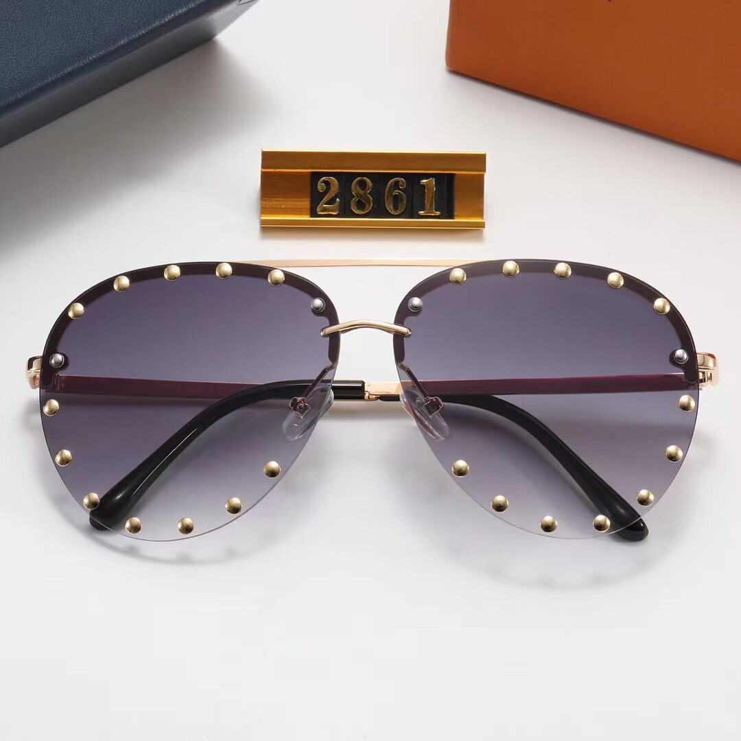 2023 Sunglasses Gold Brown Shaded Sun Glasses Women Gold rivet Fashion Rimless sunglasses eye wear with original box 2861247K