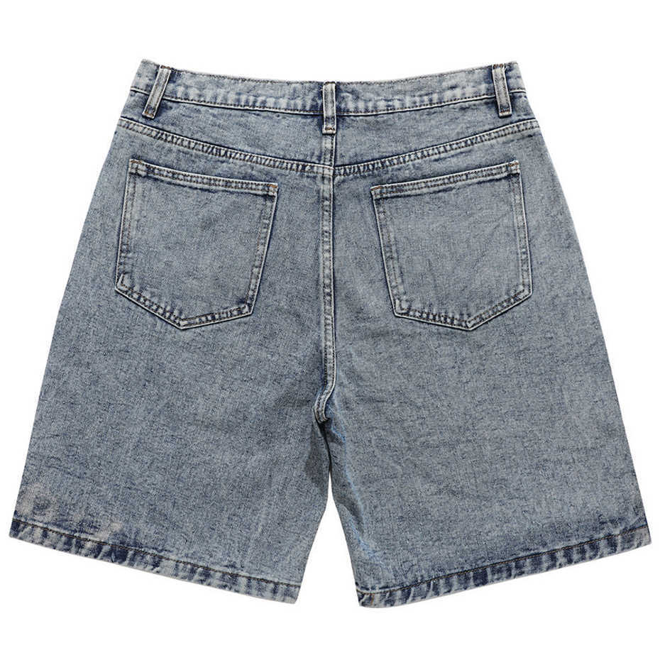 Heren shorts streetwear Harajuku denim shorts 2022 nieuwe mannen patchwork oversized hiphop blauwe jeans shorts zomer casual losse shorts t230209