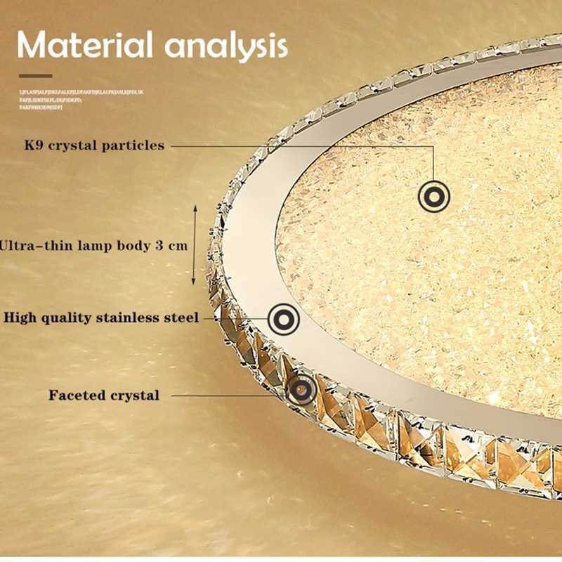 ライトロマンチックなK9クリスタルリモートコントロールラウンドスクエア天井壁寝室リビングスタディルームの装飾LED屋内ランプ0209