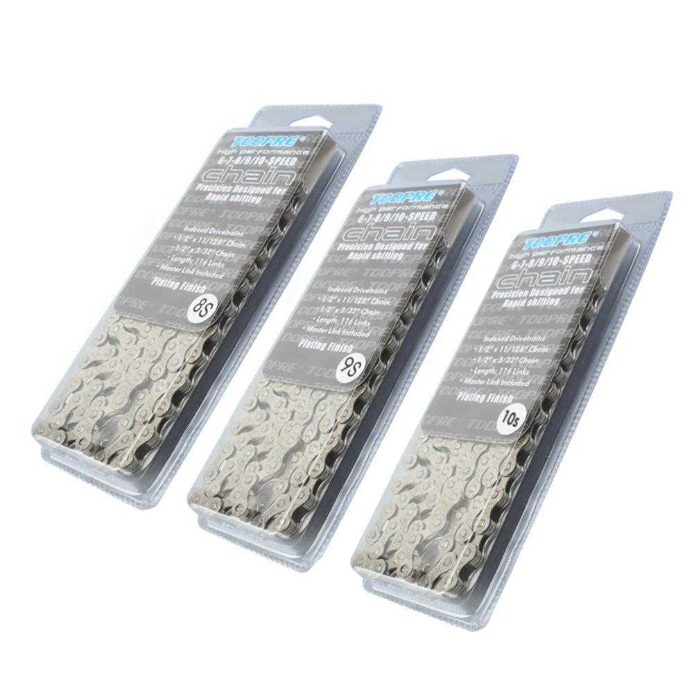 s Anti-Rust Prata Eletroplatou 116 Links 6-7-8/9/10 Speed ​​MTB Mountain Road Bike Parts Chain 0210