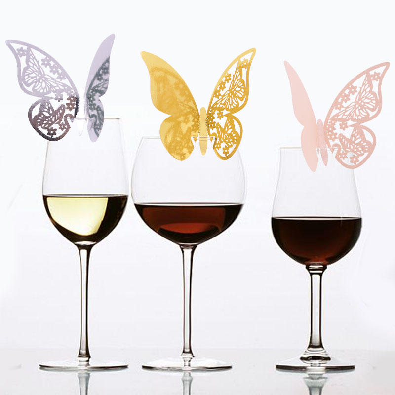 Decorazione feste Farfalla Bicchiere da vino Nome Segnaposto Fiore fai-da-te Carte seggiolini baby shower Segnaposto feste di compleanno Decorazioni bar