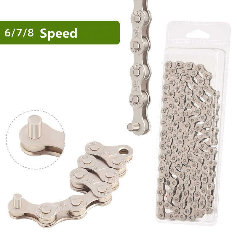 TOOPRE Mountain Bike Chain Single Speed 6/7/8/9/10/11S Silver Electroplating Chains 114/116 Links Iamok Bicycle Parts 0210