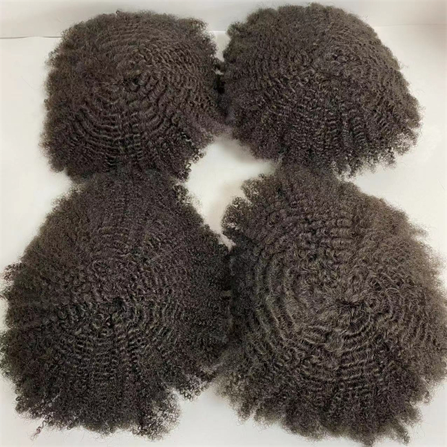 Malezyjskie dziewicze ludzkie włosy zamiennik 6 mm afro fala nr 1b kolor 7x9 Pełne koronkowe jednostki dla czarnych mężczyzn