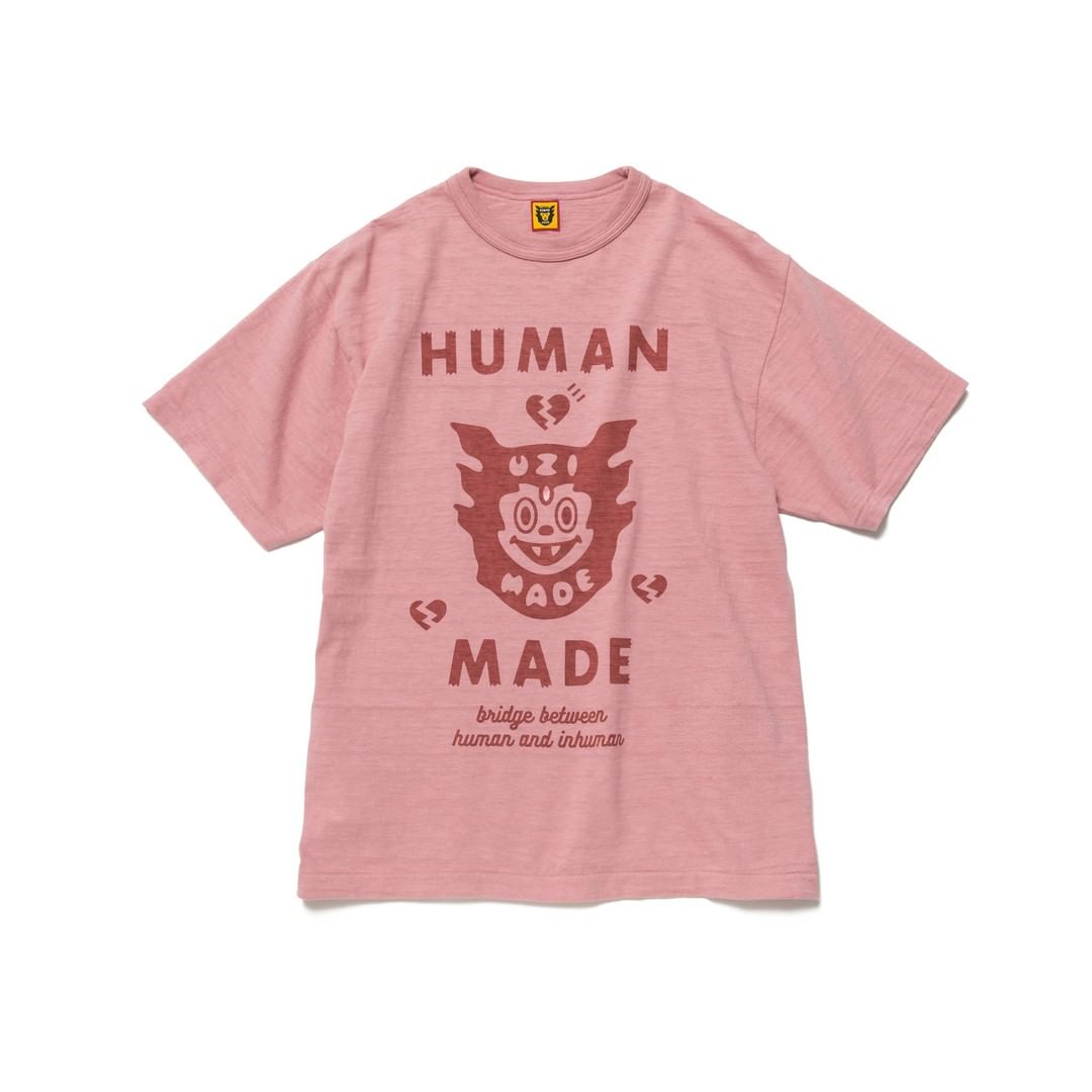 Roze Tee T-shirts korte mouw HUMAN GEMAAKT Heren Plus Tees bedrukt T-shirt Top