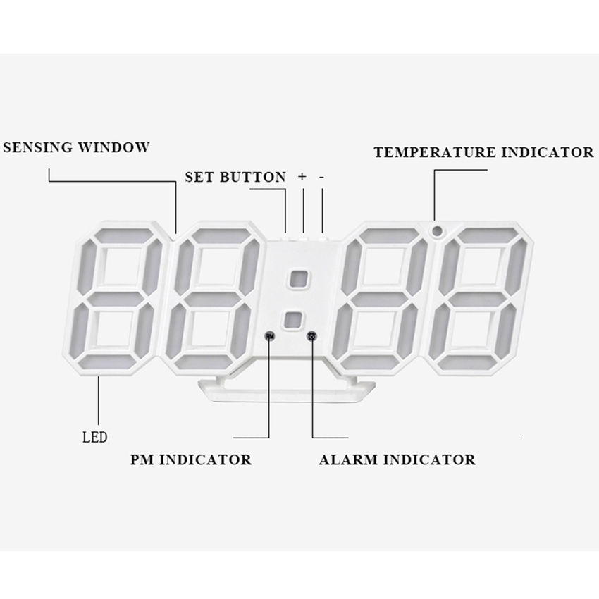 Relógio de mesa inteligente 3d digital despertador relógios de parede decoração de casa led digital relógio de mesa com temperatura data tempo nórdico lar2277