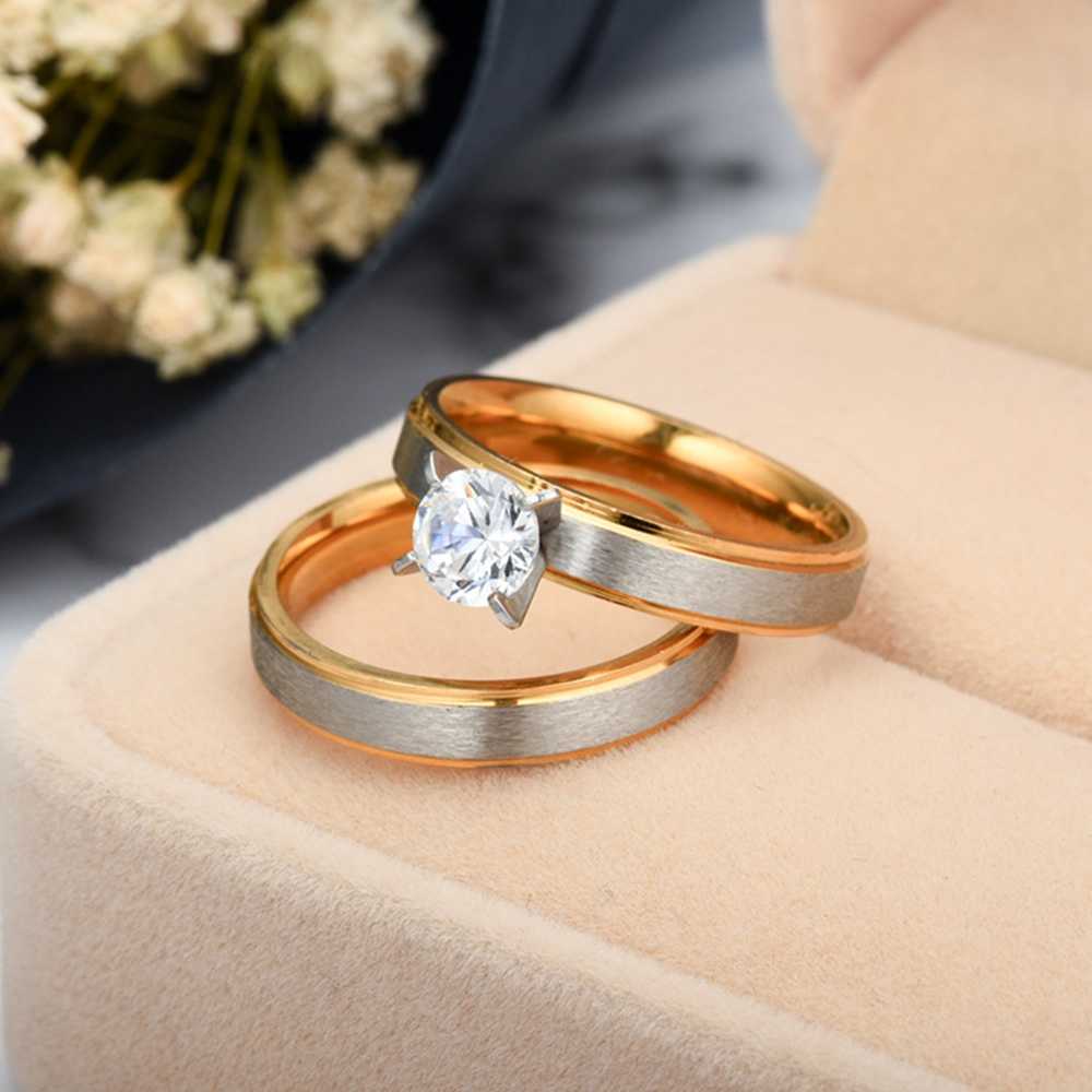 Solitaire Ring Fashion Simple Matte Couple Rings Men's and Women's Titanium Steel Wedding Engagement Zircon Jewelry Gifts Gothic Y2302