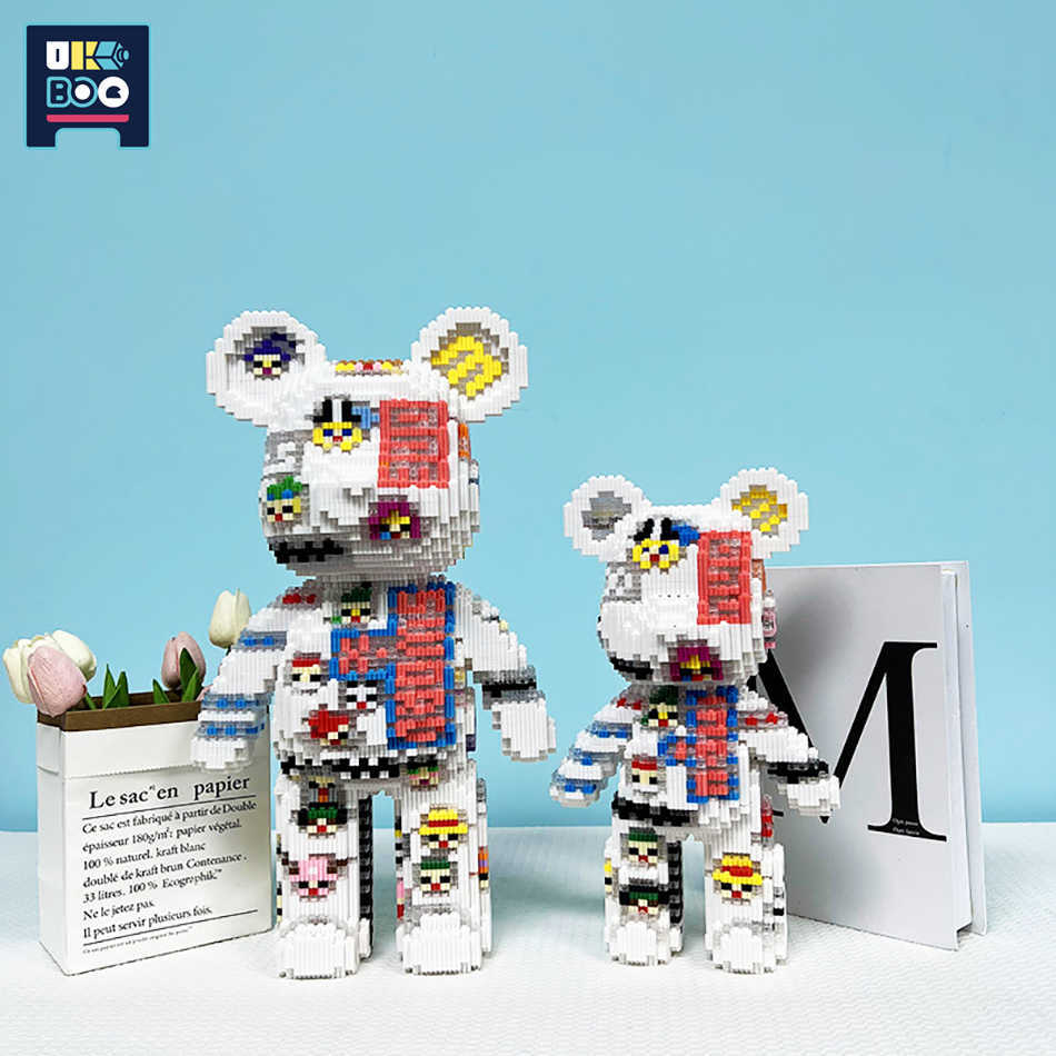 Blocos Half Anatomy Bear Nano Building Blocks Cartoon Color Com Gaveta Modelo Criativo Micro Diamond Tijolos Brinquedos Para Crianças