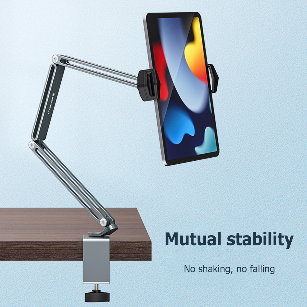 360 Adjustable Mounts Holders Tablet Stand for 4'' To 12.9'' Mobile Phones Tablets Lazy Arm Desk Mount Aluminum Alloy Portable Reusable Household Dorm Tablet Bracket