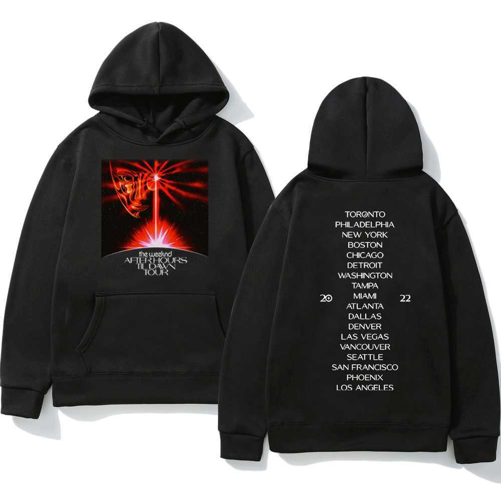 Мужские толстовки Толстовки The After Hours Til Dawn Tour 2022 Hoodie Hip Hop Music After Hours Til Dawn Concert Fashion Fleece Sweatshirt Pullover L230209