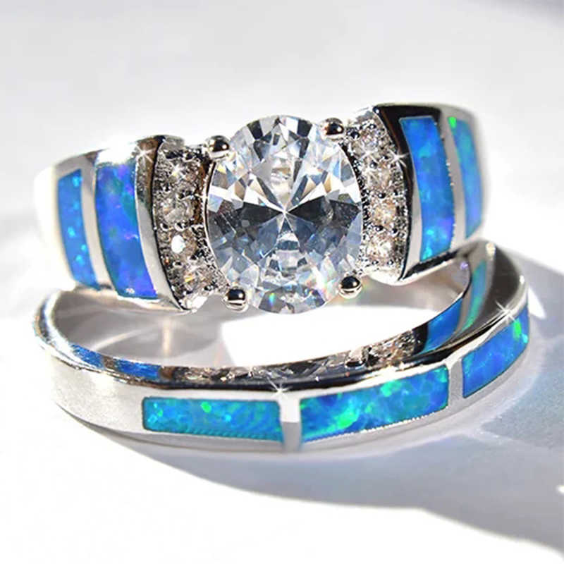Solitaire Ring utsökta lyxiga naturliga Opal Four Prong Seting Birthstone Wedding Engagement S For Women Design smycken Anillos Y2302