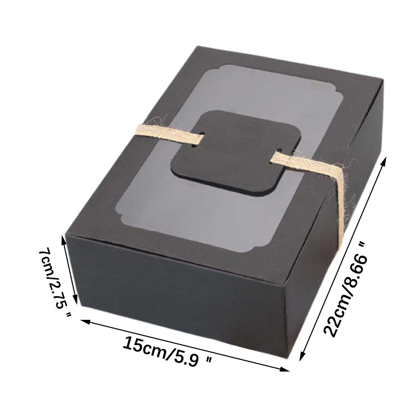 Gift Wrap Box Brown Black Kraft Paper Packing Box With Transparent Window Candy Cake Boxes Wedding Party Cookie Favor Gifts Box Baby Shower Decor