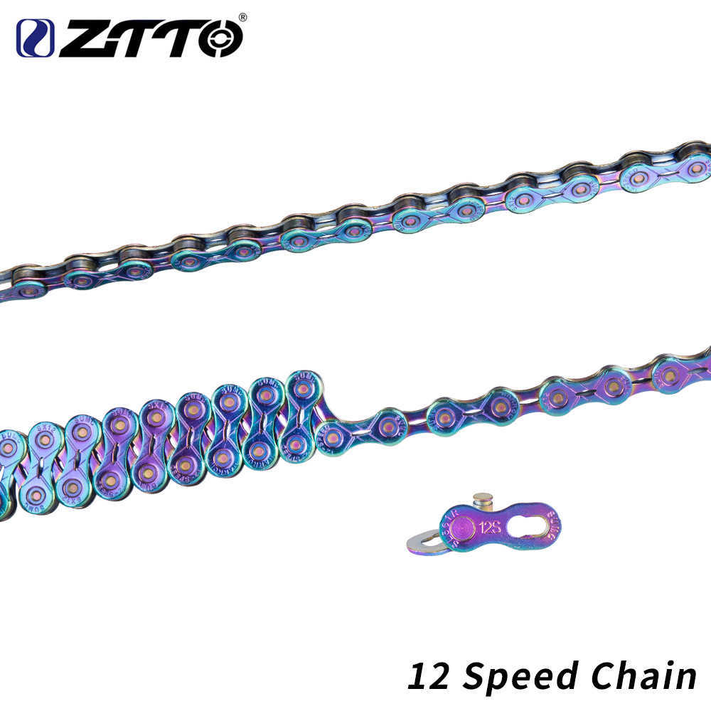 ZTTO 12 속도 화려한 SLR 자전거 체인 12S MTB 12S Mountain Road 자전거 12 초 누락 된 링크 체인이있는 내구성이 내구성 0210
