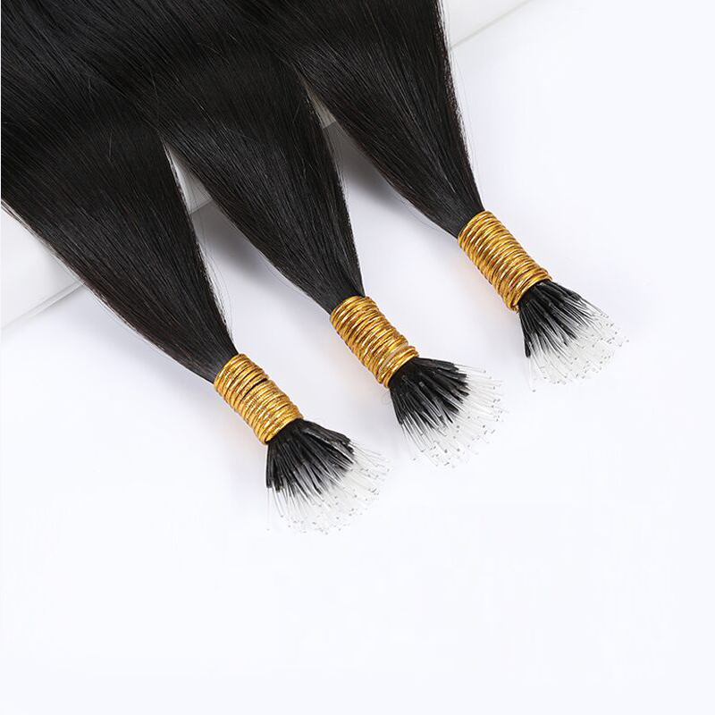 Straight Nano Ring Human Hair Extension Brazilian Human Remy Hair Extensions Microlink Capsule Keratin Bonded Fusion Hair ALI MAGIC Factory Outlet