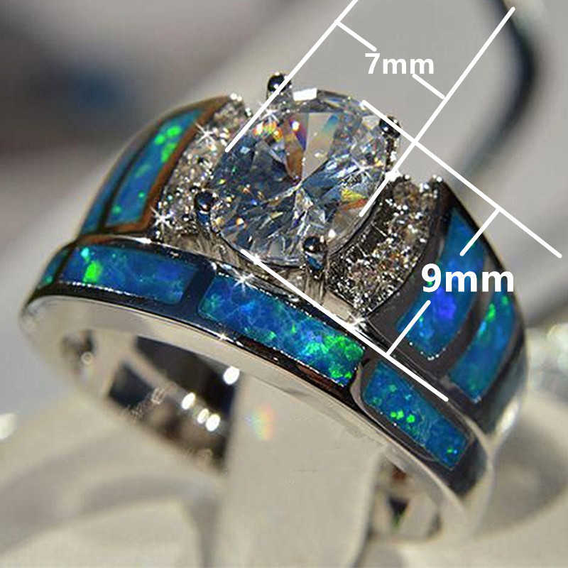 Solitaire Ring utsökta lyxiga naturliga Opal Four Prong Seting Birthstone Wedding Engagement S For Women Design smycken Anillos Y2302