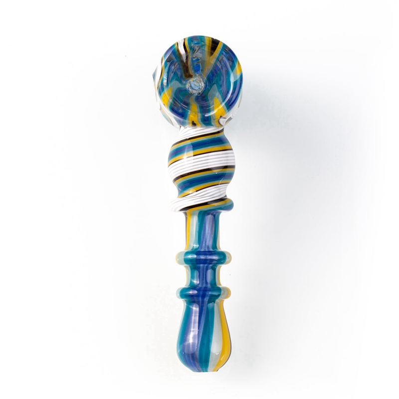 Cool Colorful Wig Wag Thick Glass Pipes Dry Herb Tobacco Bubbler Spoon Bowl Filter Oil Rigs Handpipes Handmade Portable Bong Smoking Cigarette Holder Tube