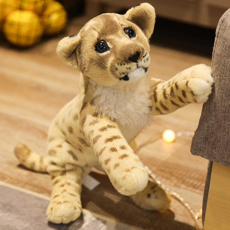 39-58cm Lovely Lion Tiger Leopard Plush Cute Simulation Dolls Stuffed Soft Real Like Animal Toys Child Kids Decor Gift