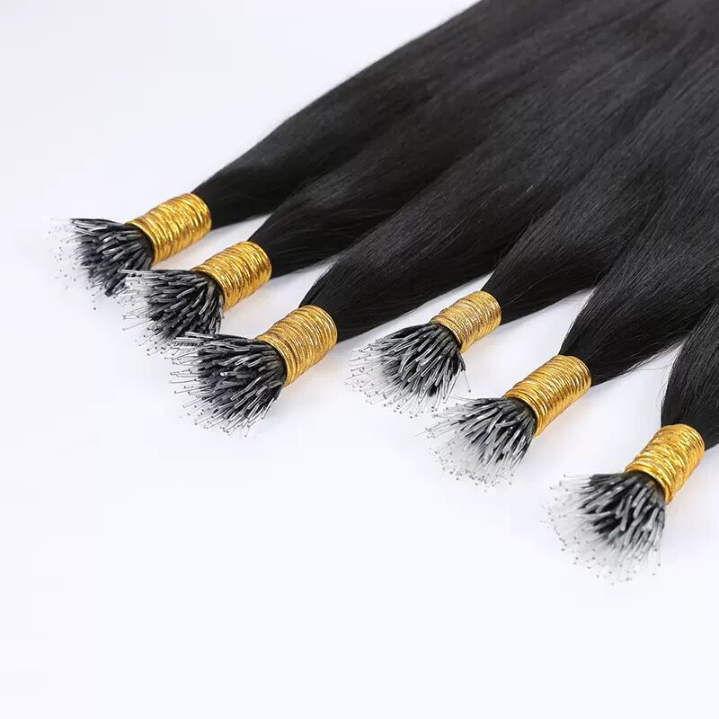 Extensão de cabelo humano de nano anel reto Extensões de cabelo humano brasileiro Remy Caps.