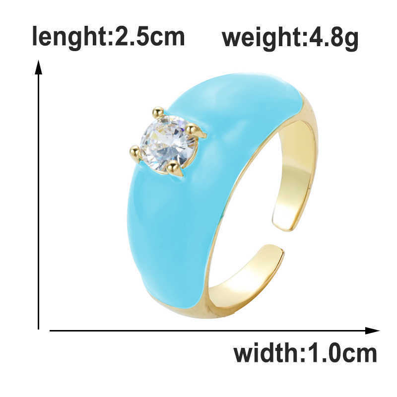 Solitaire ring 2022 ins kleur regenboog mode s voor vrouwen vinger sieraden helder cz kleurrijk neon email open aangepaste koepel y2302