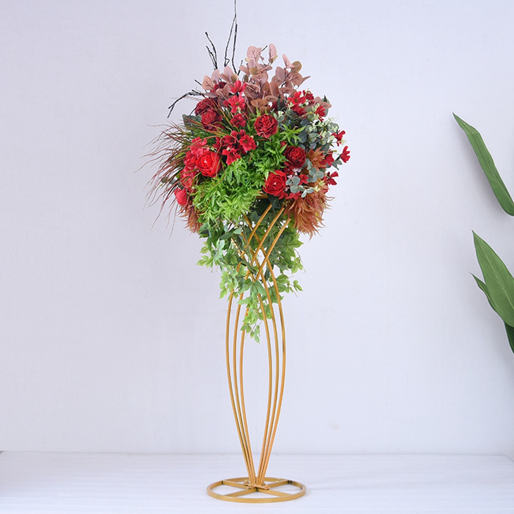 Dekoration Flower Vase Golvvaser Kolumn Stand Metal Road Lead Wedding Centerpiece Geometric Pot Table Rack för Home Event Decor IMake573