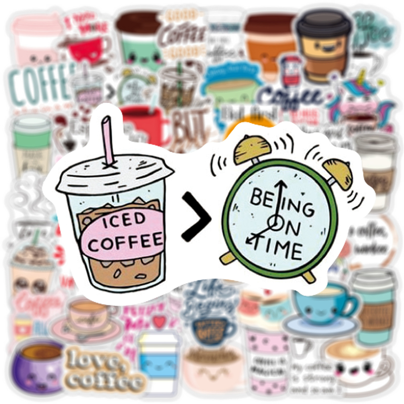 coffee Stickers Cartoon drink milk tea Graffiti Kids Toy Skateboard car Motorcycle Bicycle Sticker Decals Wholesale