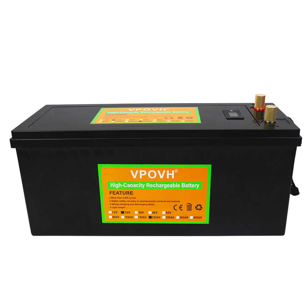 24V 220Ah LiFePO4 Lithium Iron Phosphate Battery Built-in BMS Used For RV Campers Golf Cart Solar Energy Storage With 