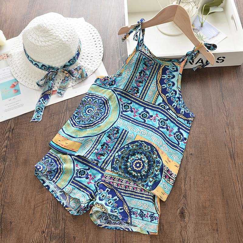 Mädchen Sets Neue Sommer Kinder Casual Kleidung Brief Drucken Weste und Shorts Outfits Mädchen Pcs Set Kinder Mode Anzüge T