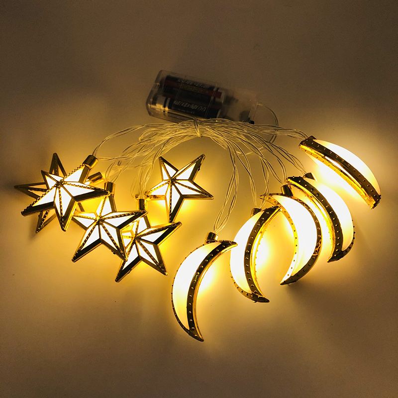 20 LED Ramadan EID Luce della stringa Musulmano EID Lanterne Luci della stringa Mubarak Islam Lanterna decorativa Luce USB Funzionamento a batteria