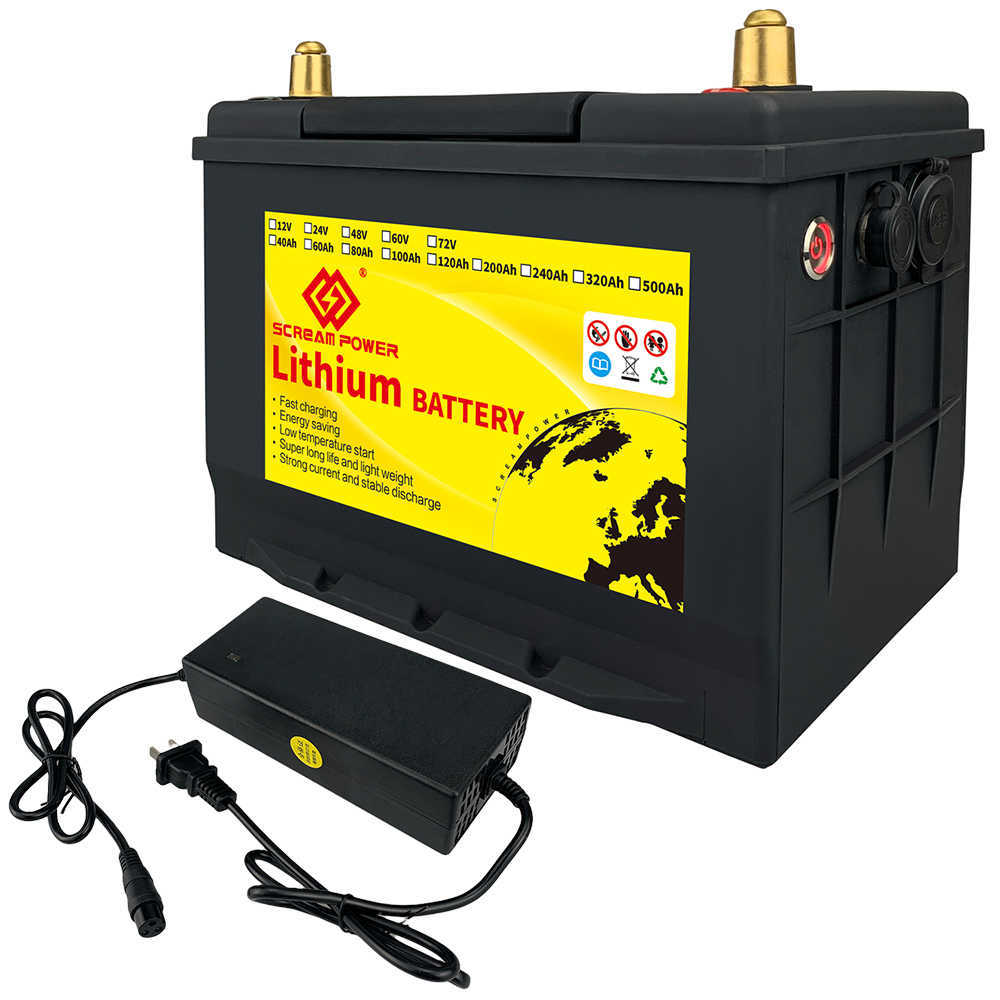 SCREMOWER 12V 40 60 80 100 120 200AH DEEP CYCLE LIFEPO4 Batteri inbyggt BMS för golfvagn EV RV Solar Energy Storage Battery